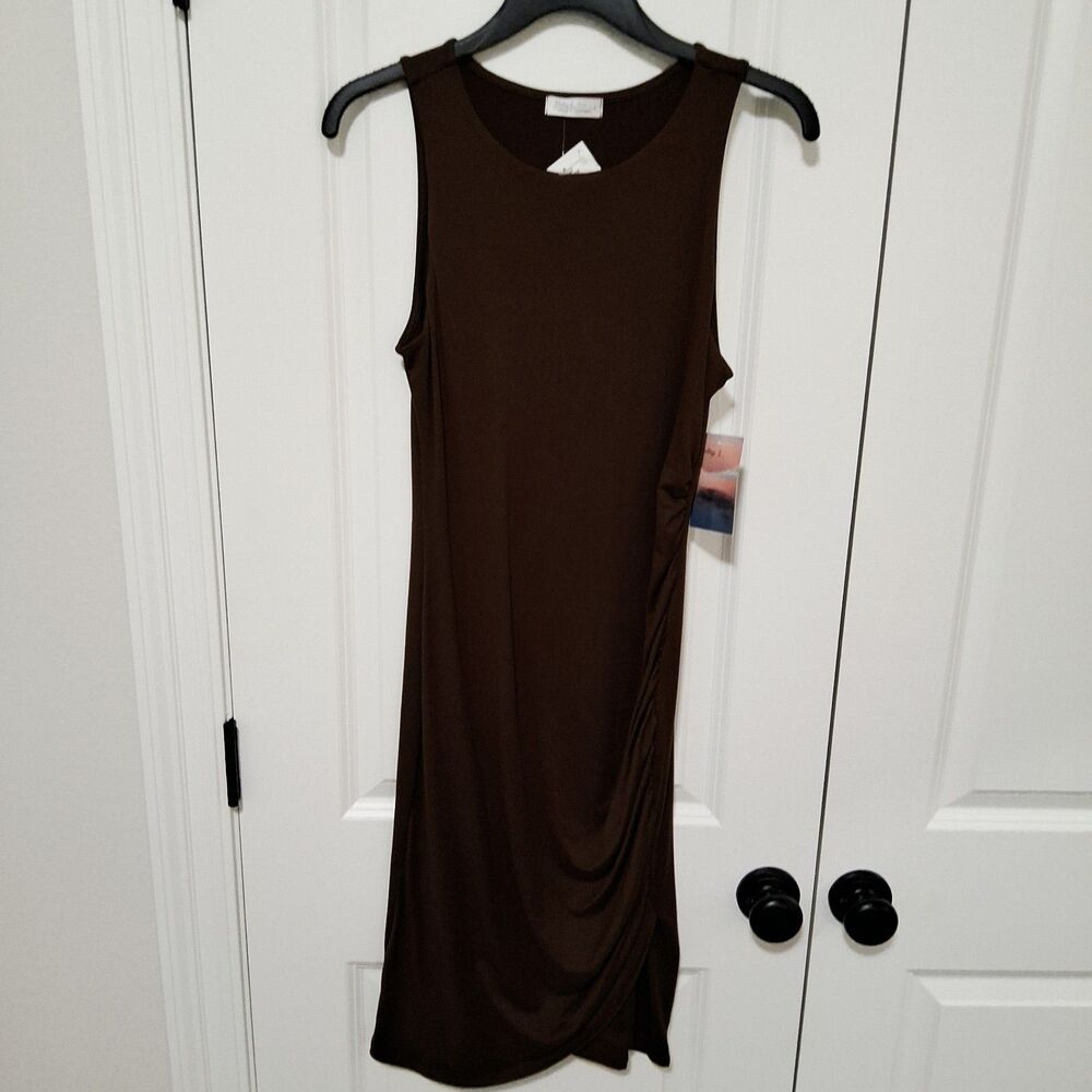 Haley & June Junior's Sleeveless Ruched Brown Bodycon Dress Size Large New w/Tag